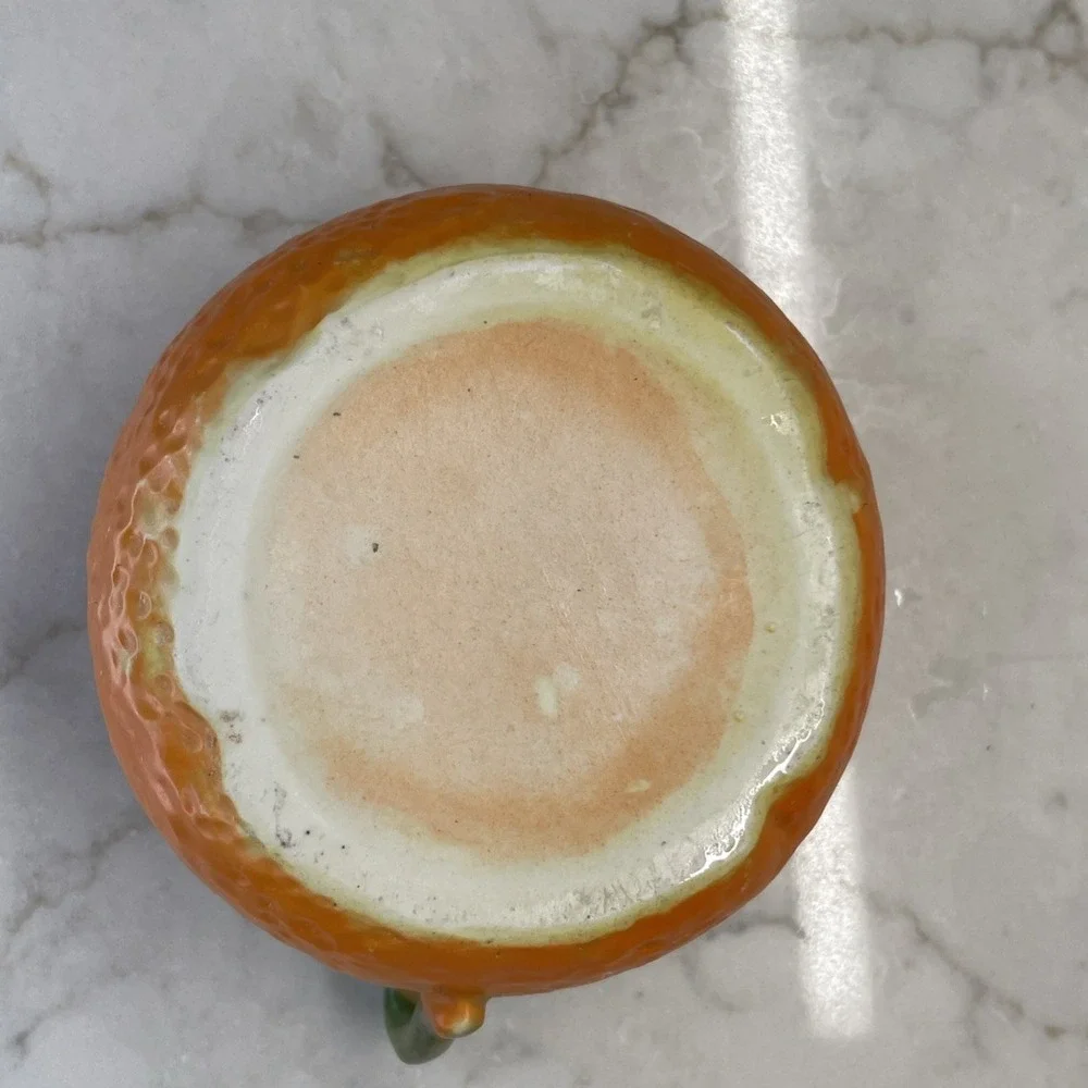 Vintage Ceramic Orange Citrus Juicer Reamer 2-Piece Mid Century Retro Unmarked